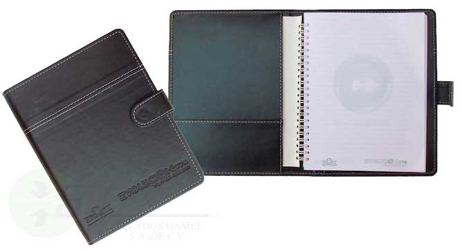 CUADERNO ESQUELA CON CINTURON EN PIEL SINTETICA ITALIANA